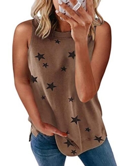 Biucly Women's Scoop Neck Tank Tops Knit Shirts Casual Loose Sleeveless Camis Sweater Blouses