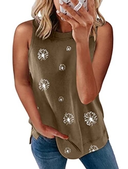 Biucly Women's Scoop Neck Tank Tops Knit Shirts Casual Loose Sleeveless Camis Sweater Blouses