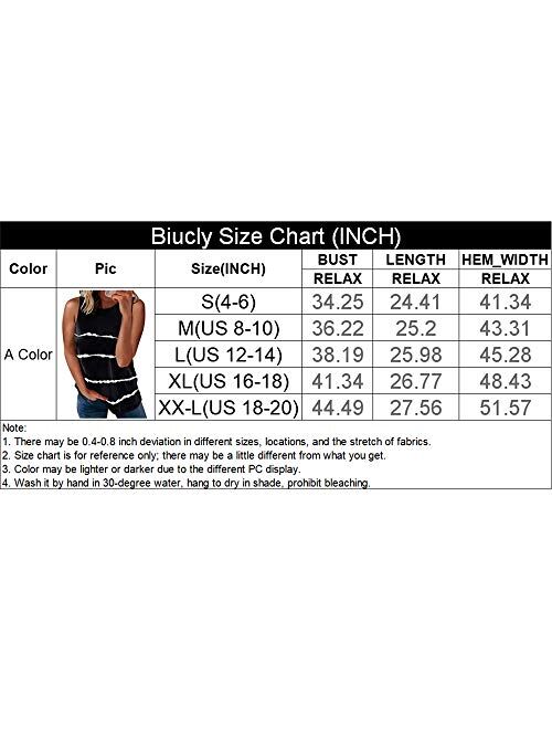 Biucly Women's Scoop Neck Tank Tops Knit Shirts Casual Loose Sleeveless Camis Sweater Blouses