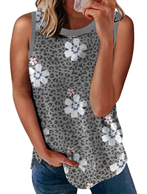 Biucly Women's Scoop Neck Tank Tops Knit Shirts Casual Loose Sleeveless Camis Sweater Blouses