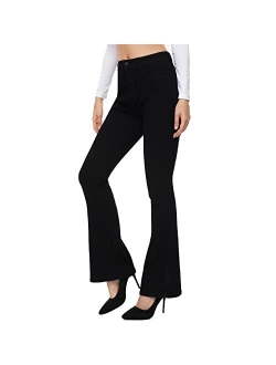 VIPONES Flare Jeans for Women High Waist Stretch Slimming Destoryed Wide Leg Pants Rise Skinny