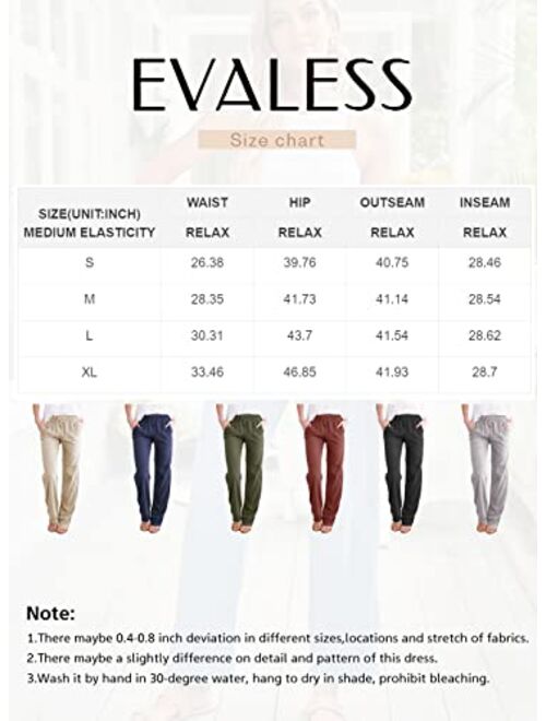 EVALESS Casual Pants for Women Solid Color Elastic High Wasited Comfy Trousers with Pockets