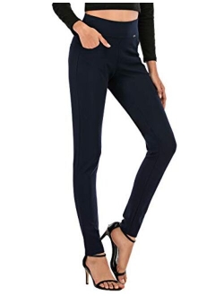 neezeelee Dress Pants for Women Comfort Stretch Slim Fit Leg Skinny High Waist Pull on Pants with Pockets for Work