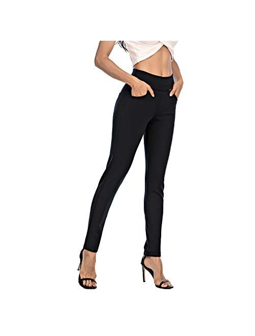 neezeelee Dress Pants for Women Comfort Stretch Slim Fit Leg Skinny High Waist Pull on Pants with Pockets for Work