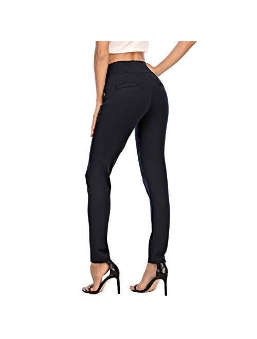 neezeelee Dress Pants for Women Comfort Stretch Slim Fit Leg Skinny High Waist Pull on Pants with Pockets for Work