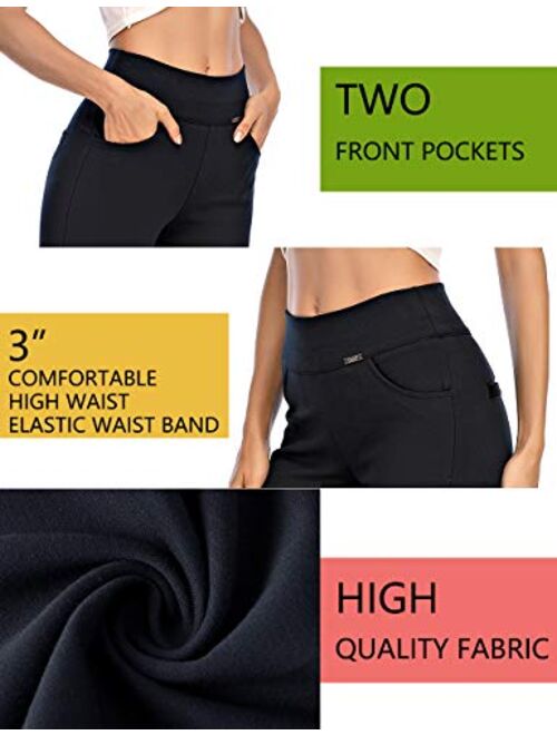 neezeelee Dress Pants for Women Comfort Stretch Slim Fit Leg Skinny High Waist Pull on Pants with Pockets for Work