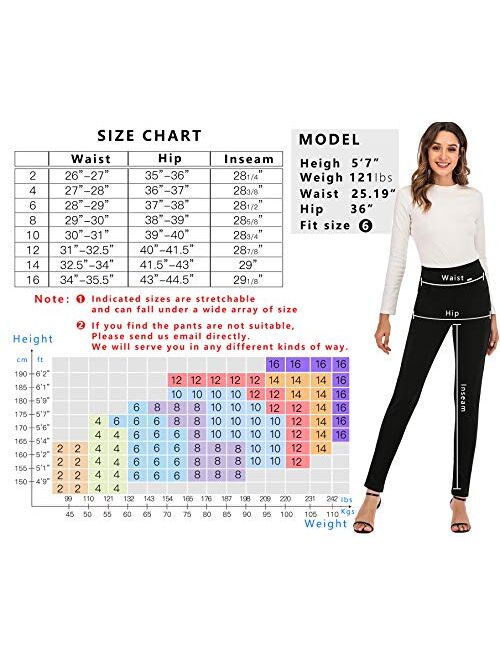 neezeelee Dress Pants for Women Comfort Stretch Slim Fit Leg Skinny High Waist Pull on Pants with Pockets for Work