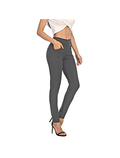 neezeelee Dress Pants for Women Comfort Stretch Slim Fit Leg Skinny High Waist Pull on Pants with Pockets for Work