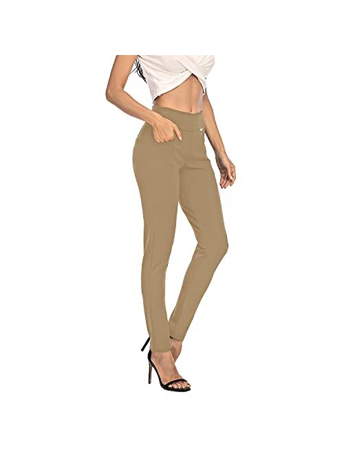 neezeelee Dress Pants for Women Comfort Stretch Slim Fit Leg Skinny High Waist Pull on Pants with Pockets for Work