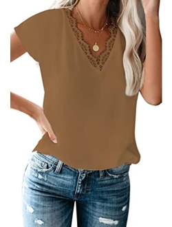 lime flare Dressy Lace Trim Blouse Tops Popular Short Sleeve Shirt