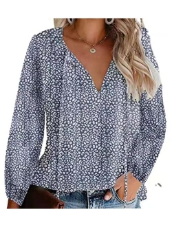 Mansy Women's Casual Floral Print V Neck Ruffle Short Sleeve Summer Shirts Tops Loose Blouses