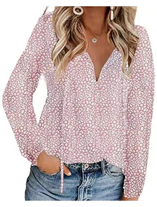 Mansy Women's Casual Floral Print V Neck Ruffle Short Sleeve Summer Shirts Tops Loose Blouses