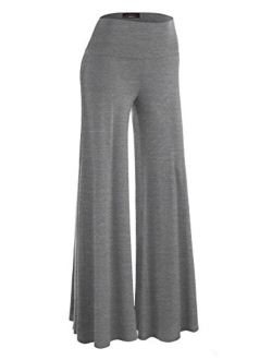 MBJ Women's Casual Comfy Solid/Tie Dye Wide Leg Palazzo Lounge Pants (XS~5XL)