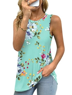 LONGYUAN Women Summer Casual Sleeveless Tank Tops Vneck Loose Fit Tunic Hide Belly Tshirt Blouse 2022