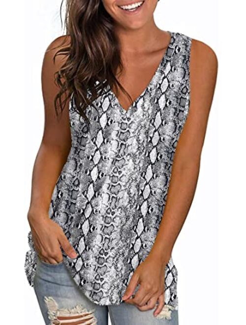 LONGYUAN Women Summer Casual Sleeveless Tank Tops Vneck Loose Fit Tunic Hide Belly Tshirt Blouse 2022