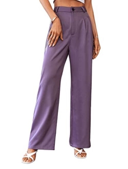 Women's Elegant High Waist Solid Long Pants Office Trousers