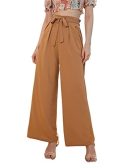 Women's Elegant High Waist Solid Long Pants Office Trousers