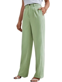 Women's Elegant High Waist Solid Long Pants Office Trousers