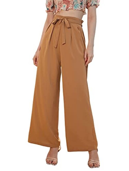 SweatyRocks Women's Elegant High Waist Solid Long Pants Office Trousers