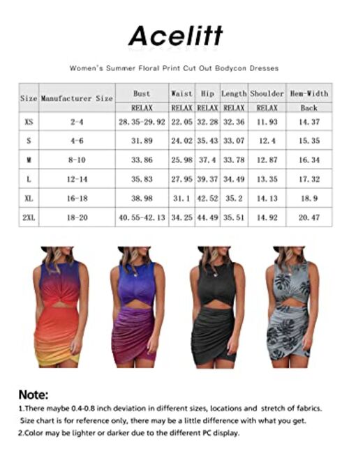 Acelitt Women's Sleeveless Hollow Out Twist Bodycon Dress Wrap Slim Fit Party Evening Dresses