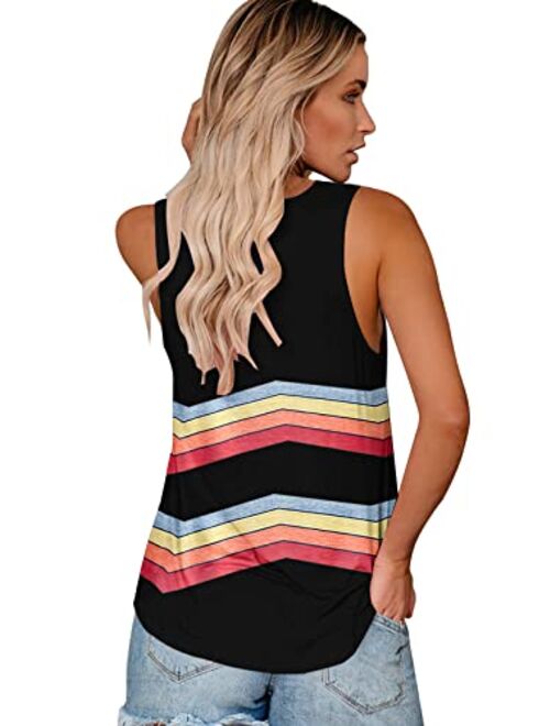 ETCYY Sleeveless Tank Tops for Women Summer Tops V Neck Tie Dye Cute Printed Loose Fit Workout Yoga Shirt