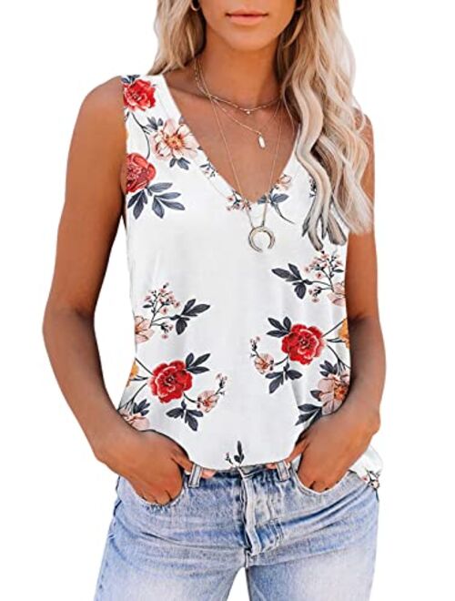 ETCYY Sleeveless Tank Tops for Women Summer Tops V Neck Tie Dye Cute Printed Loose Fit Workout Yoga Shirt