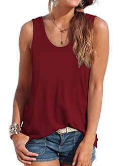 OFEEFAN Womens Tank Tops Sleeveless Scoop Neck Loose Fit Summer Clothes