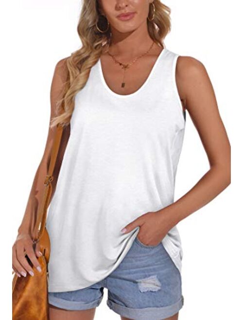 OFEEFAN Womens Tank Tops Sleeveless Scoop Neck Loose Fit Summer Clothes