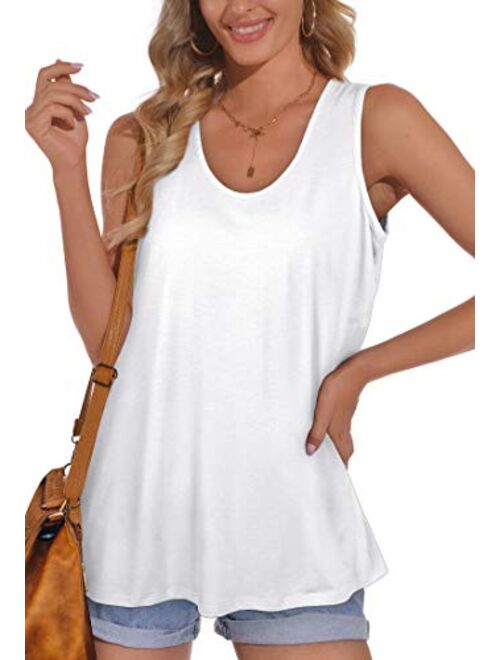 OFEEFAN Womens Tank Tops Sleeveless Scoop Neck Loose Fit Summer Clothes