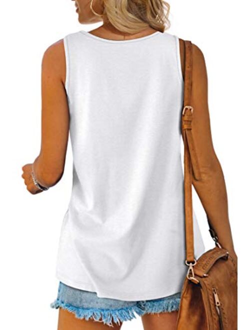 OFEEFAN Womens Tank Tops Sleeveless Scoop Neck Loose Fit Summer Clothes