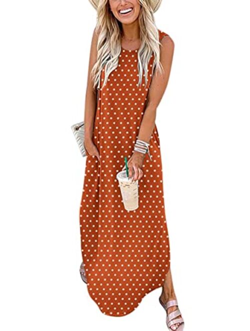 ANRABESS Women's Casual Loose Sundress Long Dress Sleeveless Split Maxi Dresses Summer Beach Dress with Pockets