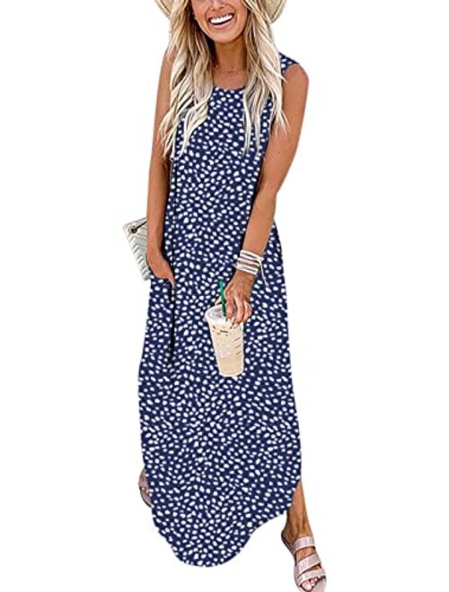 ANRABESS Women's Casual Loose Sundress Long Dress Sleeveless Split Maxi Dresses Summer Beach Dress with Pockets