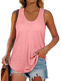 XIEERDUO Womens Racerback Tank Tops Loose Fit Causal Summer U Neck