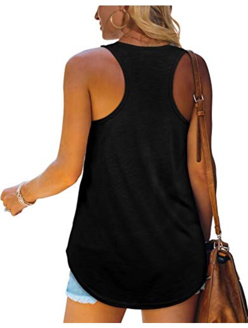 XIEERDUO Womens Racerback Tank Tops Loose Fit Causal Summer U Neck