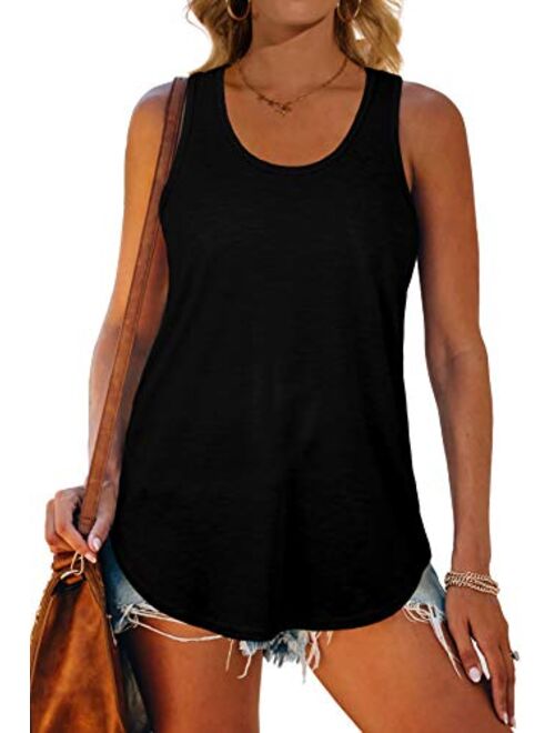 XIEERDUO Womens Racerback Tank Tops Loose Fit Causal Summer U Neck