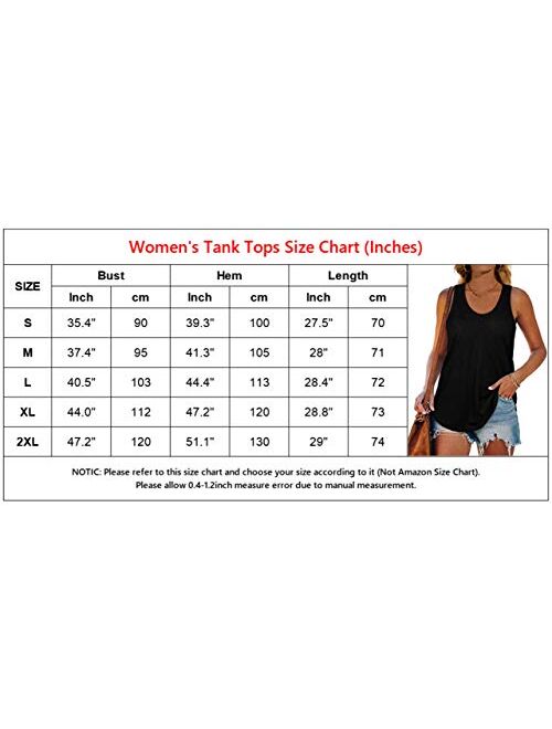 XIEERDUO Womens Racerback Tank Tops Loose Fit Causal Summer U Neck