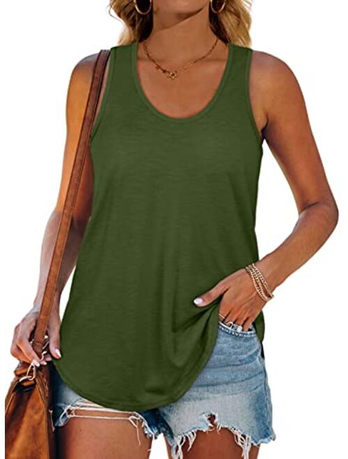 XIEERDUO Womens Racerback Tank Tops Loose Fit Causal Summer U Neck