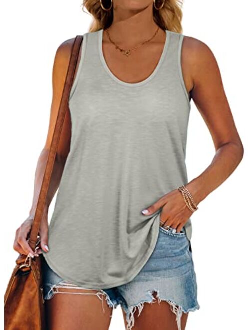 XIEERDUO Womens Racerback Tank Tops Loose Fit Causal Summer U Neck