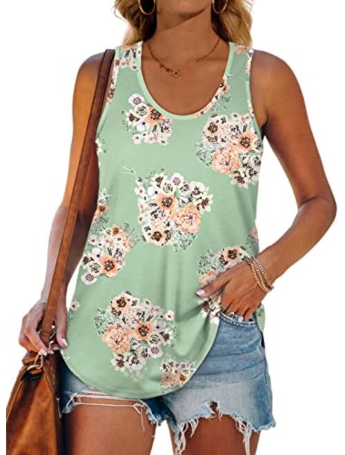 XIEERDUO Womens Racerback Tank Tops Loose Fit Causal Summer U Neck