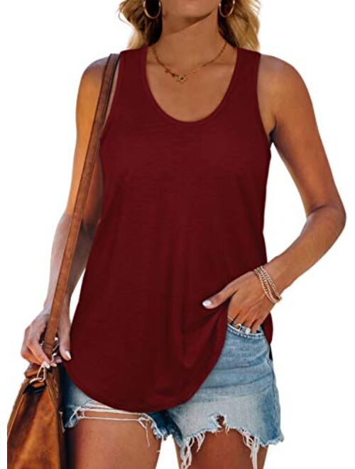 XIEERDUO Womens Racerback Tank Tops Loose Fit Causal Summer U Neck