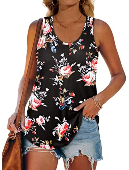 XIEERDUO Womens Racerback Tank Tops Loose Fit Causal Summer U Neck