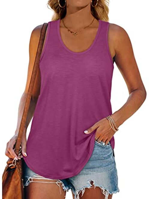 XIEERDUO Womens Racerback Tank Tops Loose Fit Causal Summer U Neck