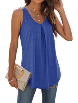 WIHOLL Tank Tops for Women Loose Fit Summer Tops V Neck Sleeveless Tanks Trendy