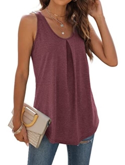 WIHOLL Tank Tops for Women Loose Fit Summer Tops V Neck Sleeveless Tanks Trendy