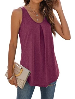 WIHOLL Tank Tops for Women Loose Fit Summer Tops V Neck Sleeveless Tanks Trendy