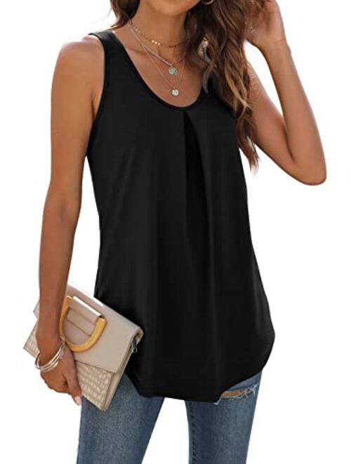 WIHOLL Tank Tops for Women Loose Fit Summer Tops V Neck Sleeveless Tanks Trendy