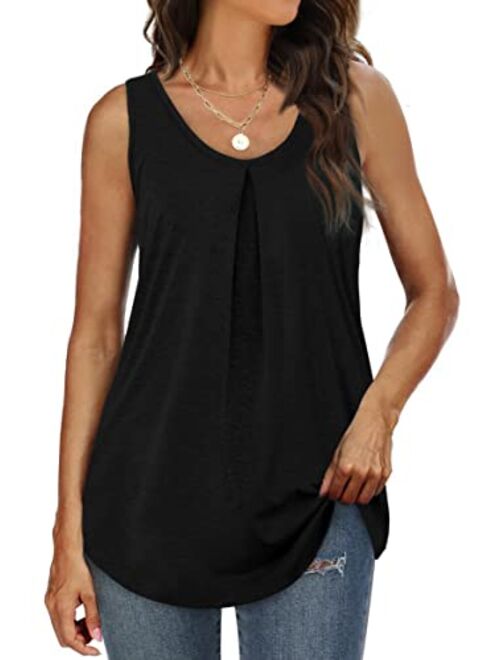 WIHOLL Tank Tops for Women Loose Fit Summer Tops V Neck Sleeveless Tanks Trendy