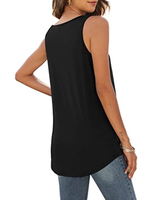 WIHOLL Tank Tops for Women Loose Fit Summer Tops V Neck Sleeveless Tanks Trendy