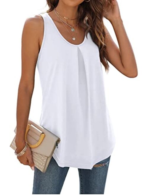 WIHOLL Tank Tops for Women Loose Fit Summer Tops V Neck Sleeveless Tanks Trendy