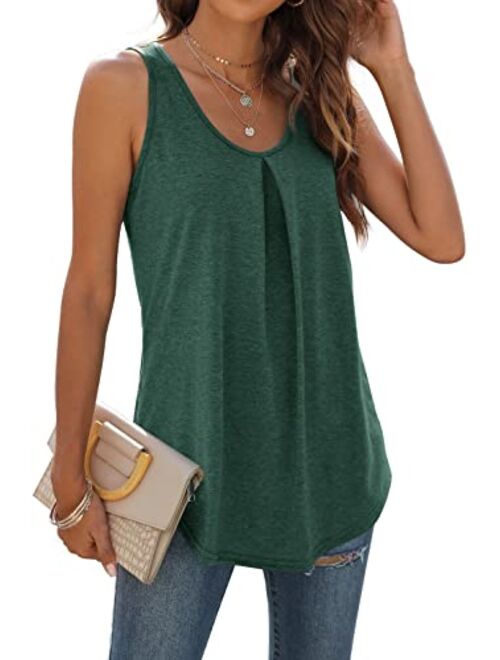 WIHOLL Tank Tops for Women Loose Fit Summer Tops V Neck Sleeveless Tanks Trendy